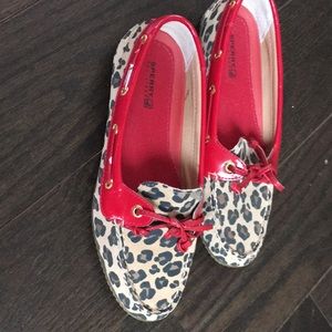 Sperry 🐆 Leopard Print & Red Patent Loafers